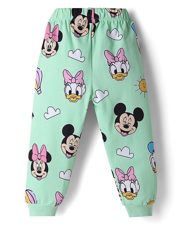 Babyhug Disney Single Jersey Knit Full Sleeves T-Shirt & Pyjama Night Suit with Minnie Mouse  Print - Green