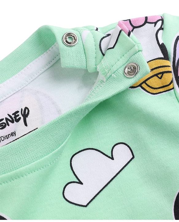 Babyhug Disney Single Jersey Knit Full Sleeves T-Shirt & Pyjama Night Suit with Minnie Mouse  Print - Green