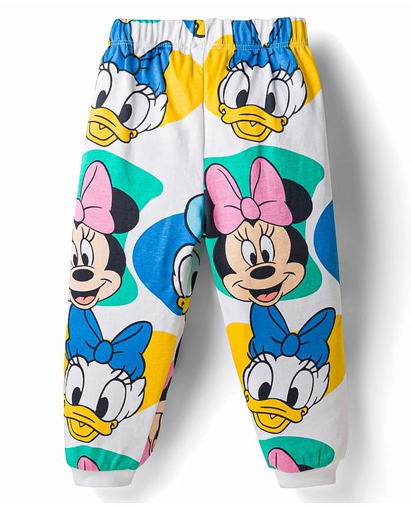 Babyhug Disney Single Jersey Knit Full Sleeves  Minnie & Friends Co-Ords T-Shirt & Pyjama Night Suit - White