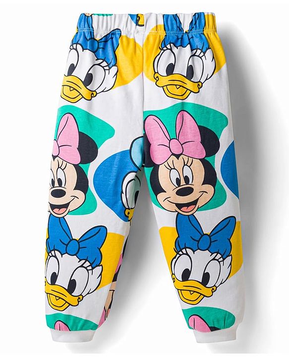 Babyhug Disney Single Jersey Knit Full Sleeves  Minnie & Friends Co-Ords T-Shirt & Pyjama Night Suit - White