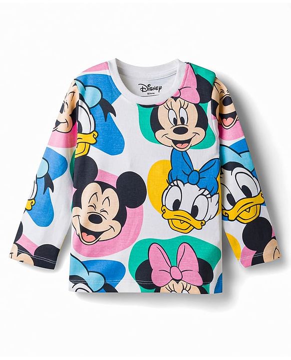 Babyhug Disney Single Jersey Knit Full Sleeves  Minnie & Friends Co-Ords T-Shirt & Pyjama Night Suit - White