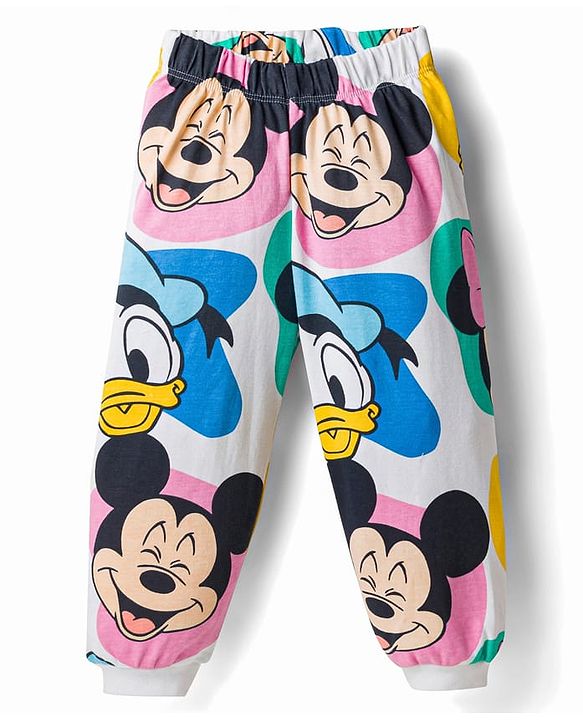 Babyhug Disney Single Jersey Knit Full Sleeves  Minnie & Friends Co-Ords T-Shirt & Pyjama Night Suit - White