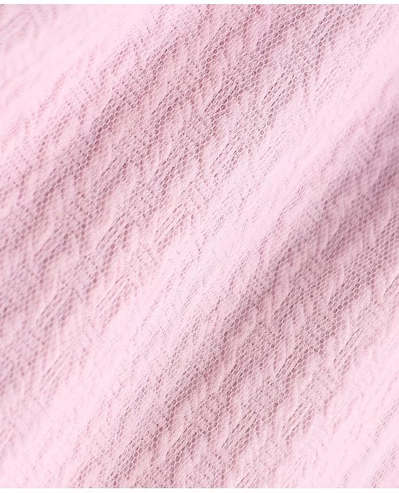 Babyhug Mesh Knit One Piece Dress with Half Sleeves and Bow Detail - Pink