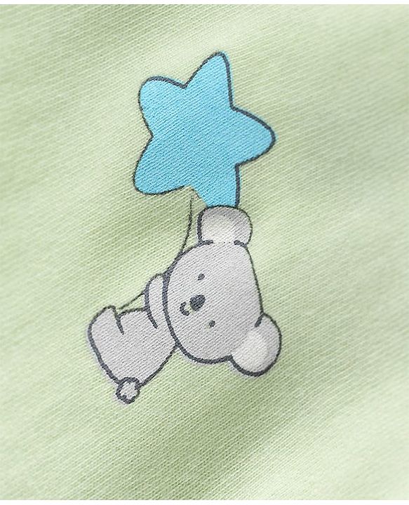 Babyhug 100% Cotton Knit Half Sleeves Co-Ords Shirt & Shorts Night Suit with Koala Print - Light Green