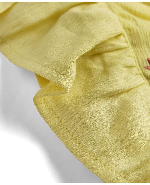 Pine Kids Woven Sleeveless Floral Embroidered Frock - Yellow