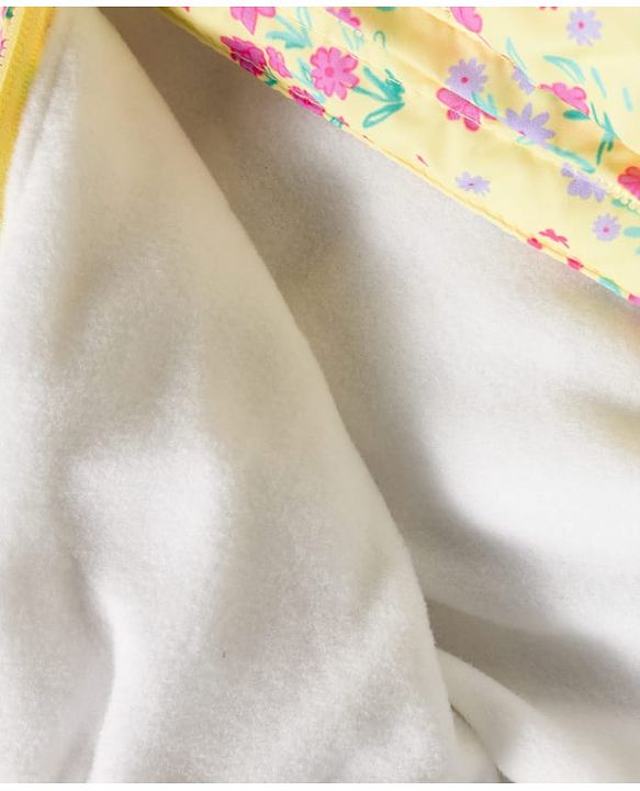 Babyhug Woven Full Sleeves Floral Printed Hoodie With Bow Applique - Yellow