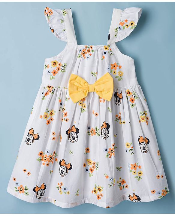 Babyhug Disney Cotton Woven One Piece Dresses/Frocks with Minnie Mouse Graphics Multi Color 6-9 Months