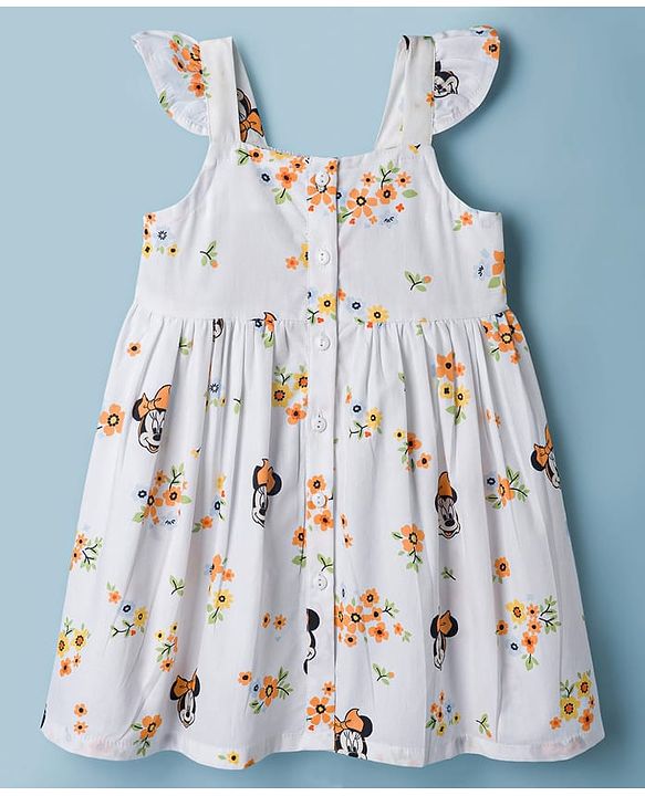 Babyhug Disney Cotton Woven One Piece Dresses/Frocks with Minnie Mouse Graphics Multi Color 6-9 Months
