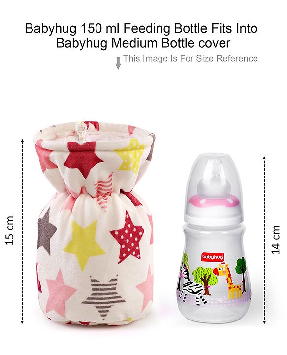 Babyhug Feeding Bottle Cover Stars Print Medium Pink - Fits Upto 200 ml Bottle