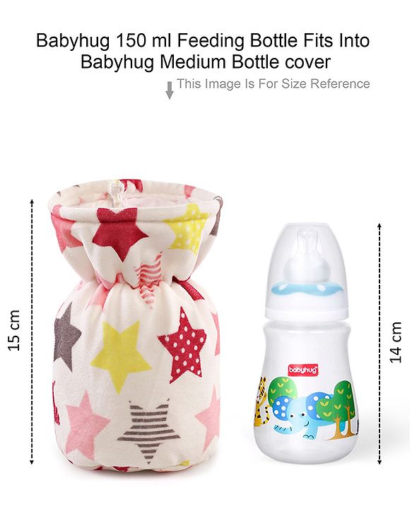 Babyhug Feeding Bottle Cover Stars Print Medium Pink - Fits Upto 200 ml Bottle