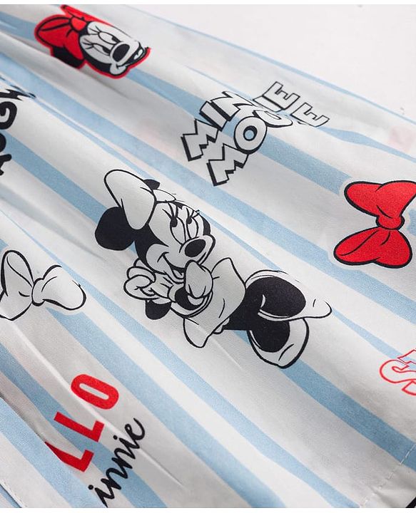 Babyhug Disney Cotton Woven Frock with Minnie Mouse Graphics Blue 6-9 Months