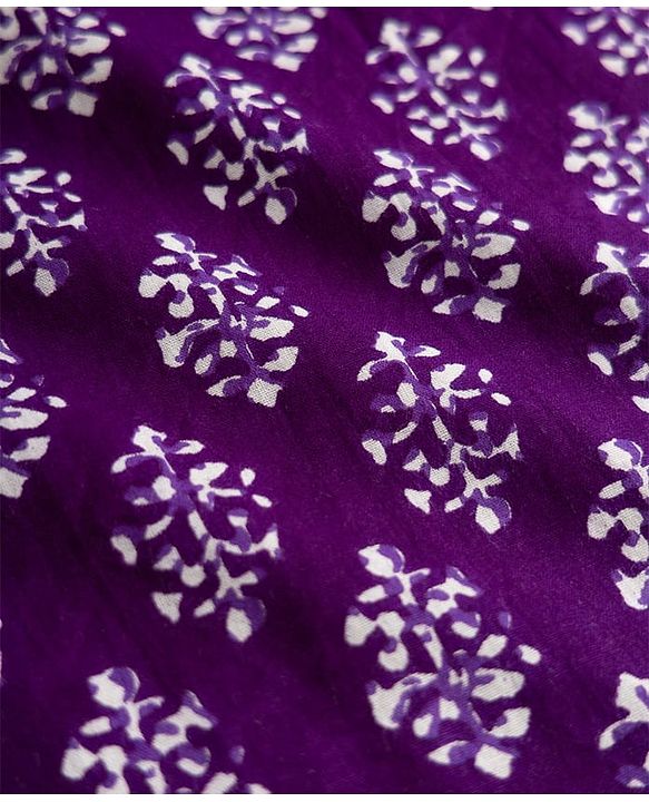 Pine Kids Cotton Woven Full Sleeves Floral Printed Kurta Pajama Set - Purple