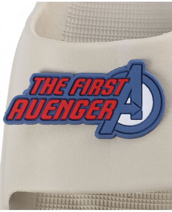 Pine Kids Marvel Slip On Flip Flops With Avengers Captain America Theme Applique - Beige