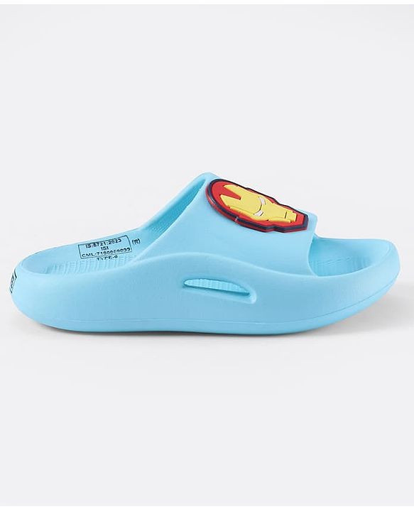 Pine Kids Marvel Slip On Flip Flops With Avengers Iron Man Applique - Light Blue