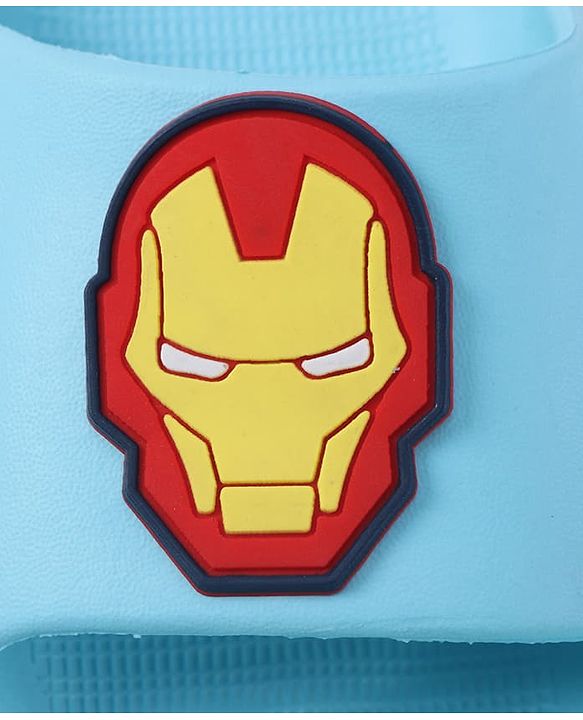 Pine Kids Marvel Slip On Flip Flops With Avengers Iron Man Applique - Light Blue