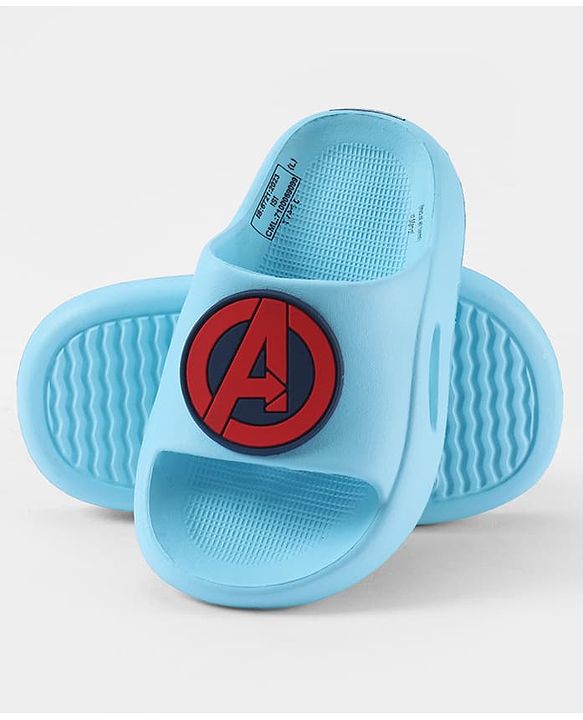 Pine Kids Marvel Slip On Flip Flops With Avengers Iron Man Applique - Light Blue
