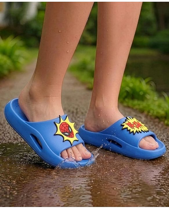 Pine Kids Marvel Slip On Sliders With Spider Man Applique - Blue