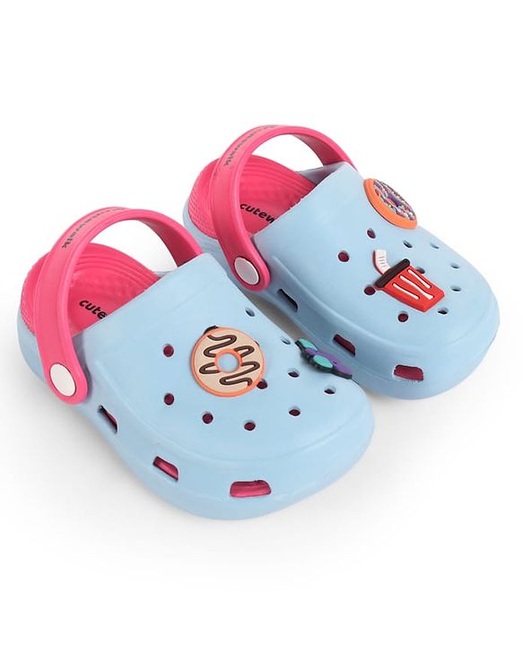 Cute Walk by Babyhug Back Strap Closure Clogs With Donut & Butterfly Applique - Dark Pink
