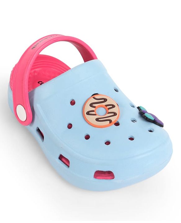 Cute Walk by Babyhug Back Strap Closure Clogs With Donut & Butterfly Applique - Dark Pink