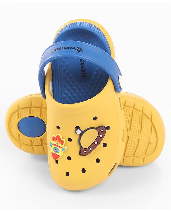 Cute Walk by Babyhug Back Strap Closure Clogs With Rocket Applique - Yellow