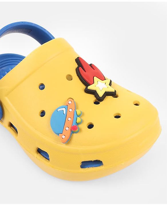 Cute Walk by Babyhug Back Strap Closure Clogs With Rocket Applique - Yellow