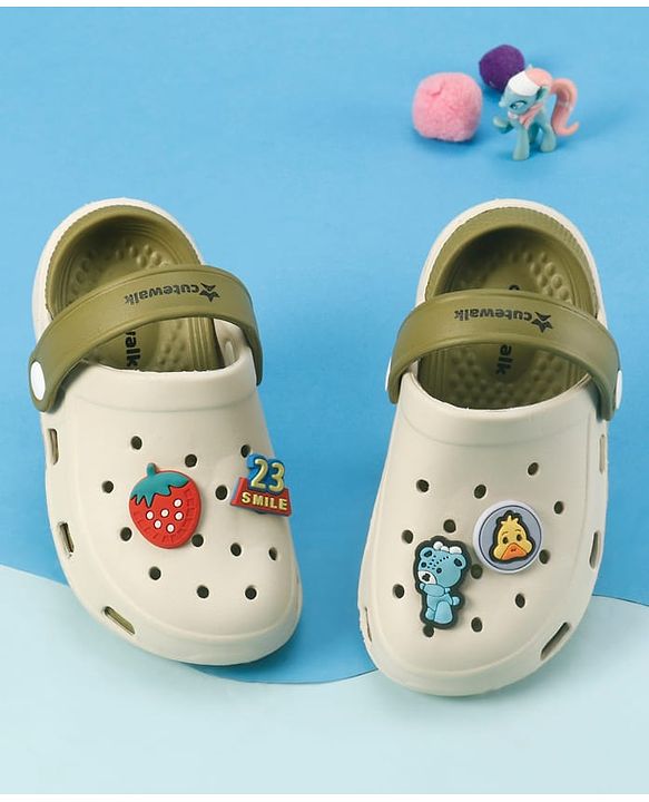 Cute Walk by Babyhug SlipOn Clogs With Strawberry Applique - Green
