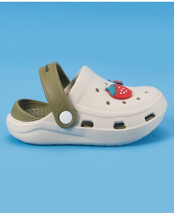 Cute Walk by Babyhug SlipOn Clogs With Strawberry Applique - Green