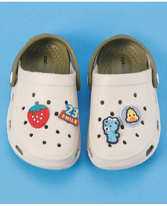 Cute Walk by Babyhug SlipOn Clogs With Strawberry Applique - Green