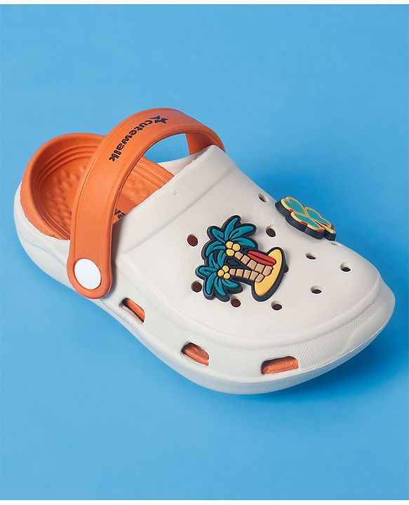 Cute Walk By Babyhug Backstrap Closure Clogs With Dino Jibbitz - Orange