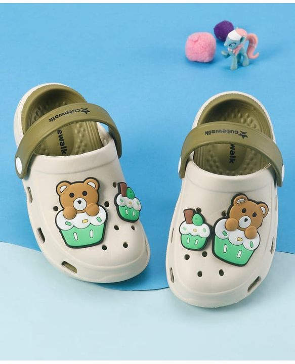 Cute Walk by Babyhug Slip On Clogs With Bear Applique -Green