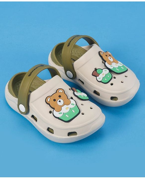 Cute Walk by Babyhug Slip On Clogs With Bear Applique -Green