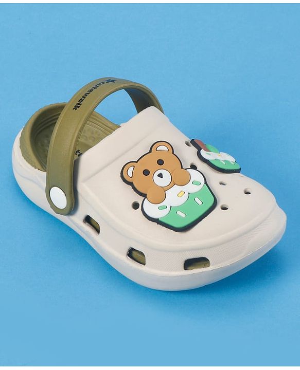 Cute Walk by Babyhug Slip On Clogs With Bear Applique -Green