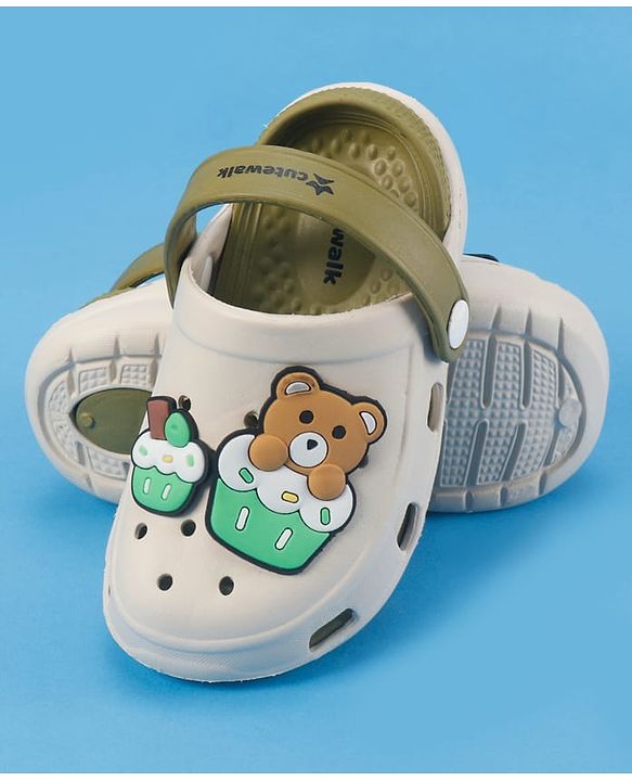 Cute Walk by Babyhug Slip On Clogs With Bear Applique -Green