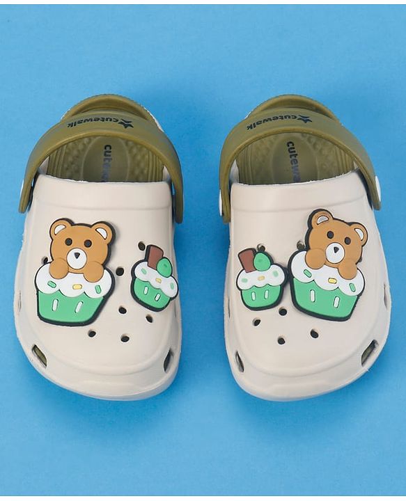 Cute Walk by Babyhug Slip On Clogs With Bear Applique -Green