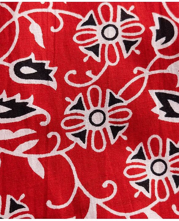 Pine Kids 100% Cotton Woven Full Sleeves Floral Printed Kurta - Red