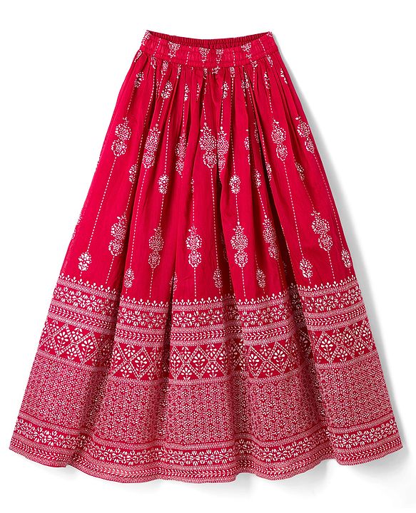 Pine Kids Woven Flared Lehenga Choli and Dupatta Set with Sleeveless and Floral Embroidery - Pink