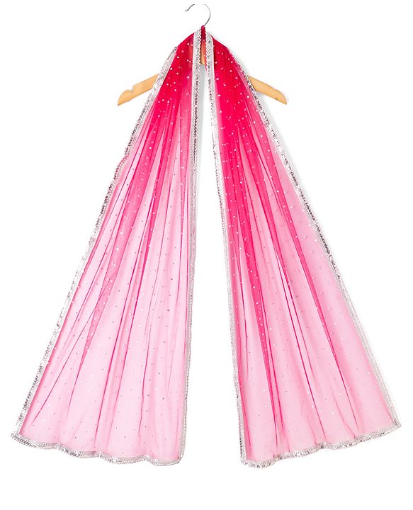 Pine Kids Woven Flared Lehenga Choli and Dupatta Set with Sleeveless and Floral Embroidery - Pink