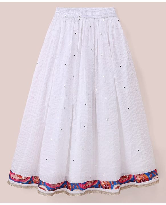 Pine Kids Woven Full Sleeves Printed Jacket & Choli Lehenga Set - Teal Blue