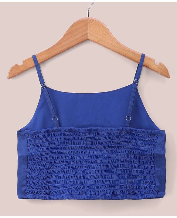 Pine Kids Woven Full Sleeves Printed Jacket & Choli Lehenga Set - Teal Blue