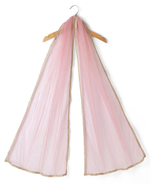 Pine Kids Woven Half Sleeves Choli and Lehenga with Dupatta and Geometric Grid Embroidery in Pink for 4-5 Years