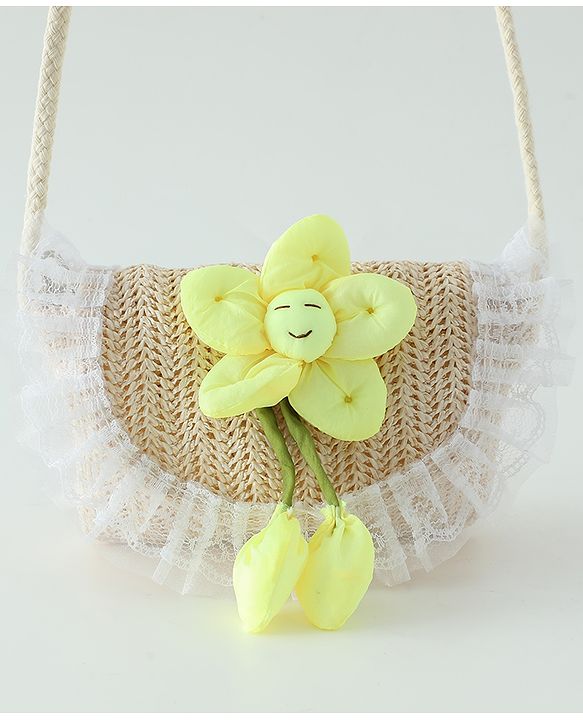 Babyhug Free Size Sling Bag with Floral Applique -Yellow