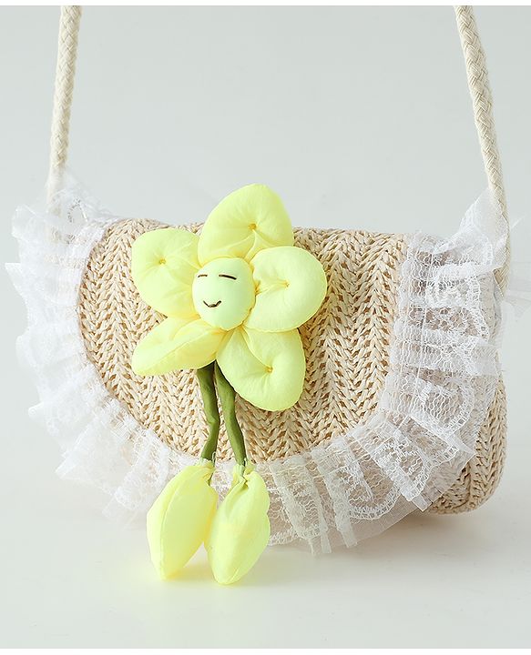 Babyhug Free Size Sling Bag with Floral Applique -Yellow