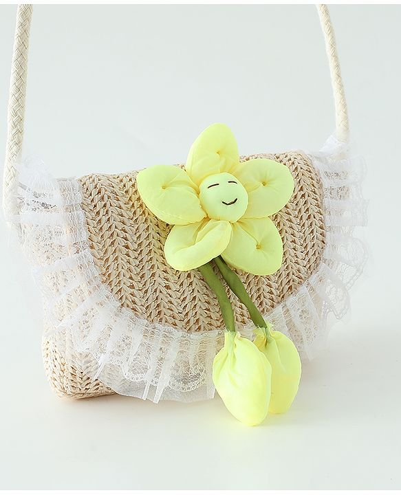 Babyhug Free Size Sling Bag with Floral Applique -Yellow