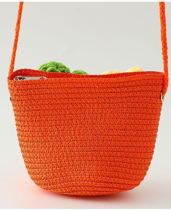 Babyhug Floral Applique Sling Bag Free Size - Orange