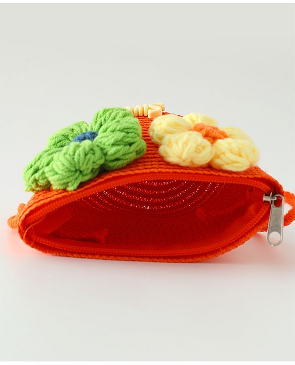 Babyhug Floral Applique Sling Bag Free Size - Orange