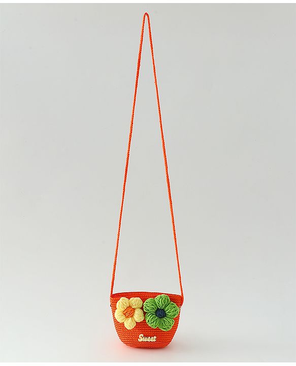 Babyhug Floral Applique Sling Bag Free Size - Orange
