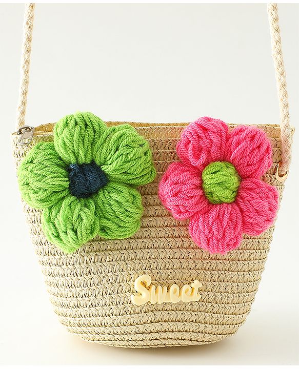 Babyhug Floral Applique Sling Bag Free Size - Orange