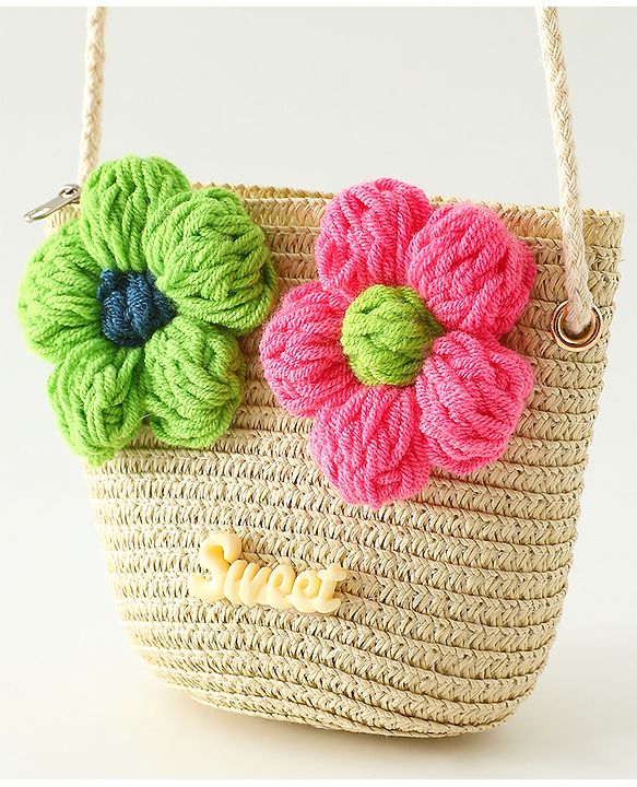 Babyhug Floral Applique Sling Bag Free Size - Orange