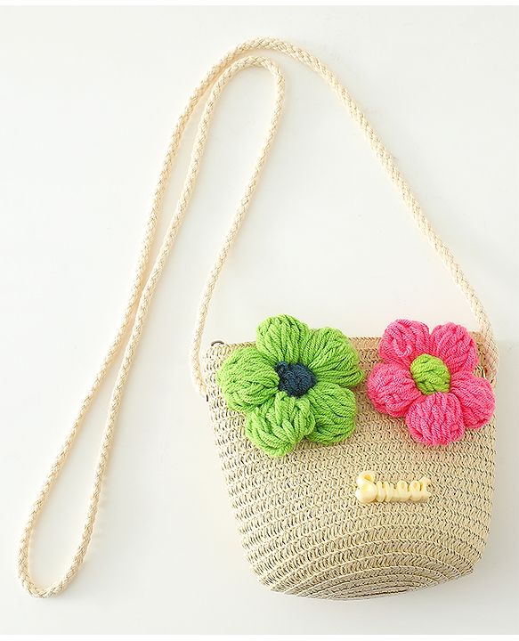 Babyhug Floral Applique Sling Bag Free Size - Orange