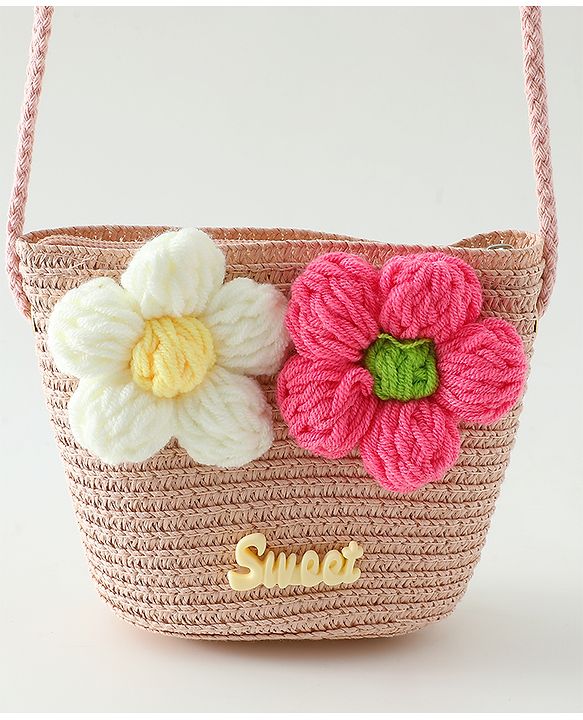 Babyhug Floral Applique Sling Bag Free Size - Orange